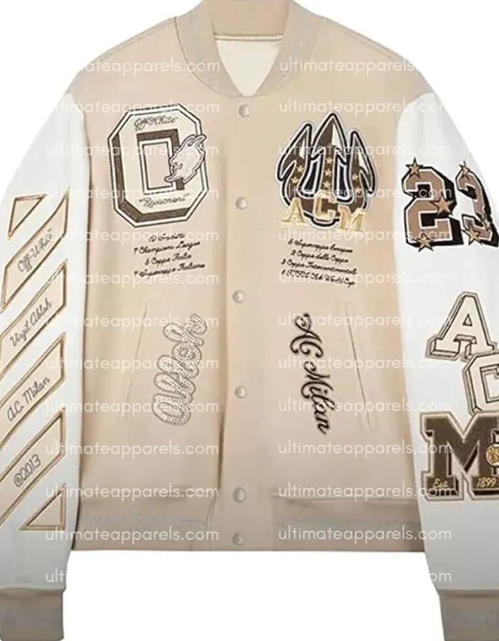Men AC Milan Off White Bomber Jacket