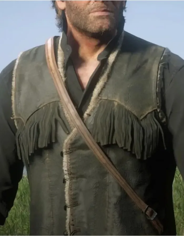 Red Dead Redemption 2 Arthur Morgan Shearling Fringe Leather Vest Red Dead Redemption 2 Arthur Morgan Shearling Fringe Leather Vest