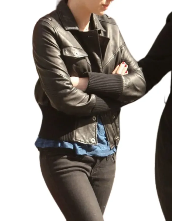 EMMA ROBERTS BLACK LEATHER JACKET EMMA ROBERTS BLACK LEATHER JACKET