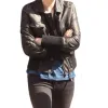 EMMA ROBERTS BLACK LEATHER JACKET EMMA ROBERTS BLACK LEATHER JACKET