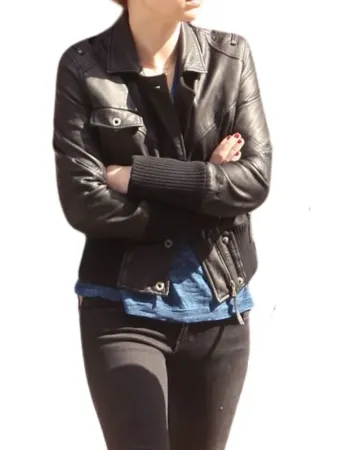 EMMA ROBERTS BLACK LEATHER JACKET
