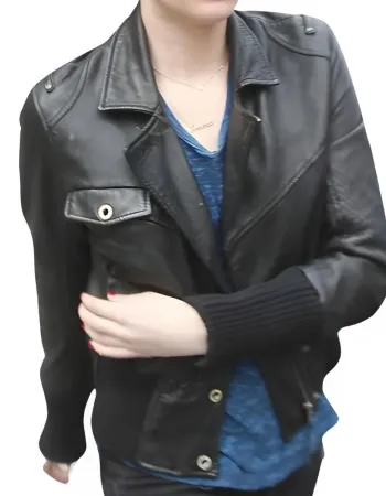 EMMA ROBERTS BLACK LEATHER JACKET