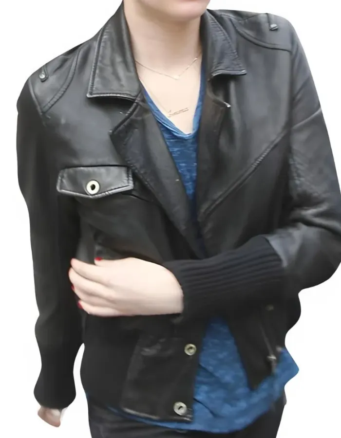 EMMA ROBERTS BLACK LEATHER JACKET EMMA ROBERTS BLACK LEATHER JACKET
