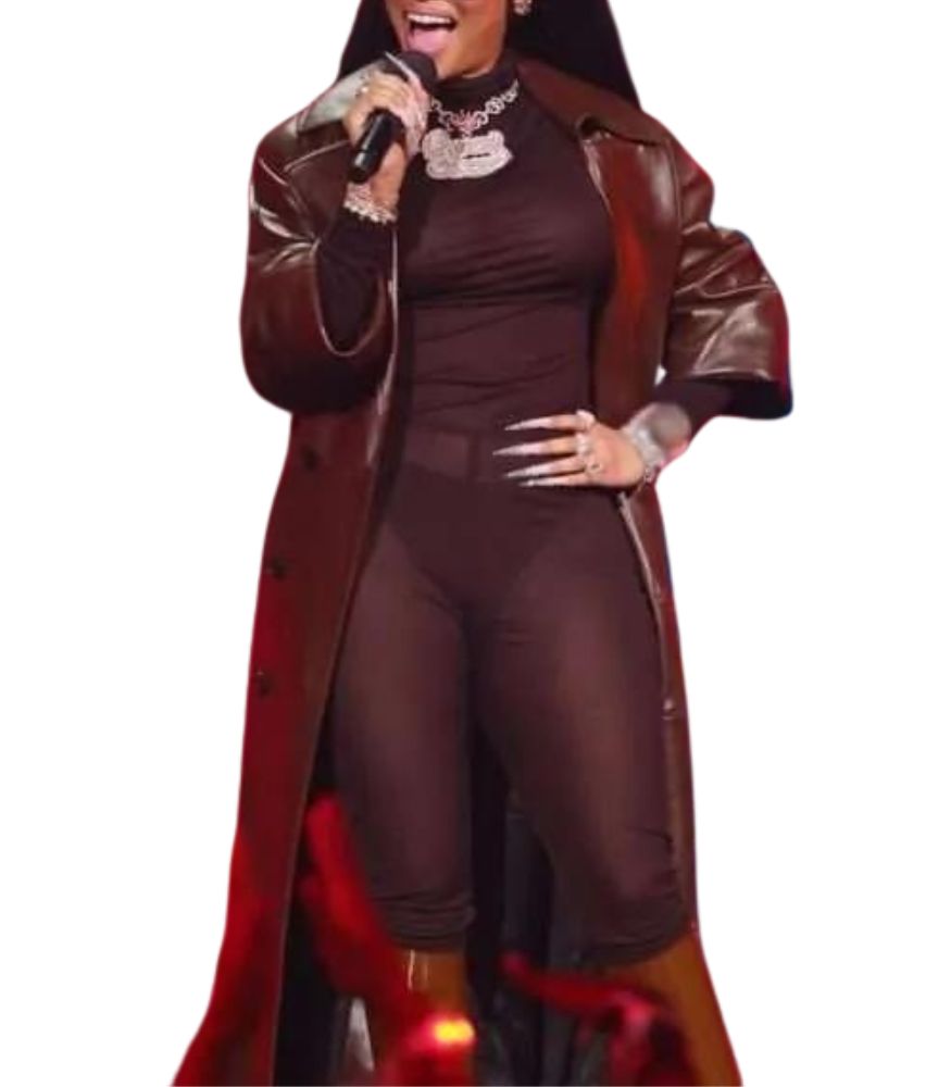 Nicki Minaj Leather Coat | Vmas Leather Long Coat