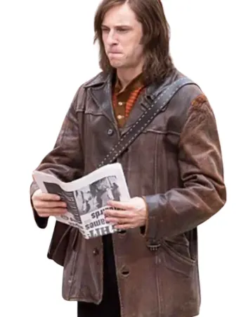 ROCKETMAN JAMIE BELL (BERNIE TAUPIN) BROWN LEATHER JACKET