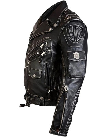 Men's Heavyweight Cowhide Biker Leather Jacket