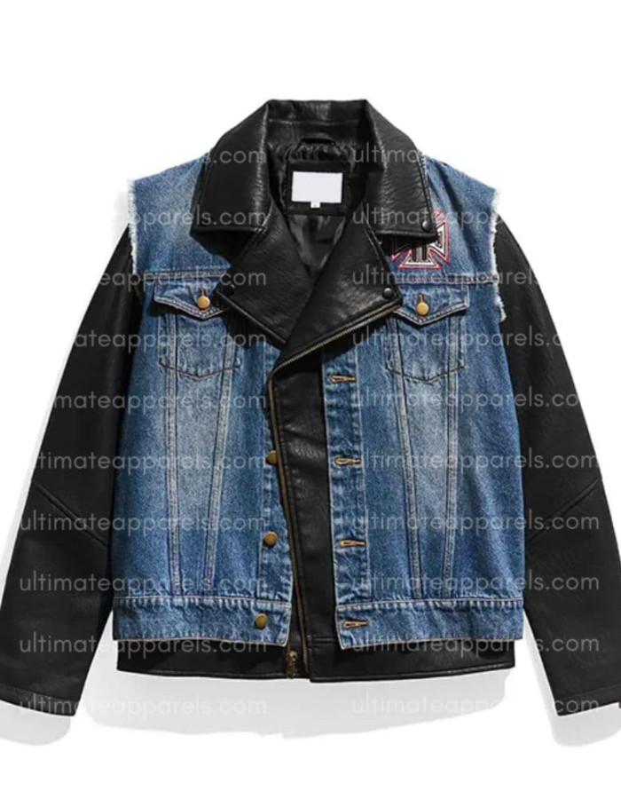 Vintage WWE Triple H Denim Leather Jacket
