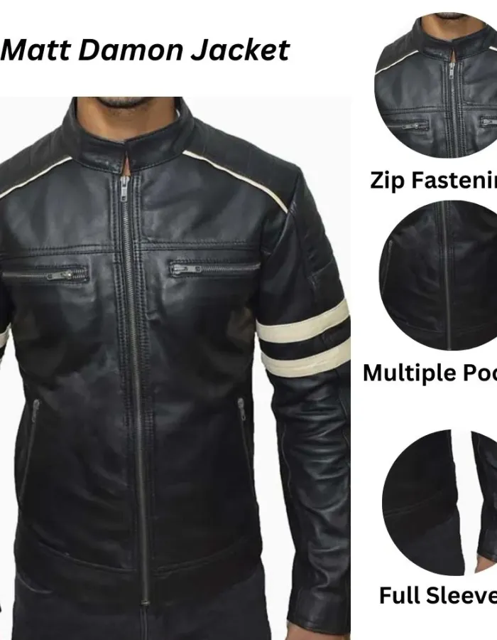 Good Will Hunting Matt Damon Black Leather Jacket Good Will Hunting Matt Damon Black Leather Jacket