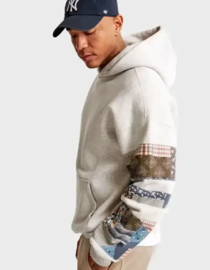 Unisex Abercrombie Patchwork Pullover Hoodie Unisex Abercrombie Patchwork Pullover Hoodie