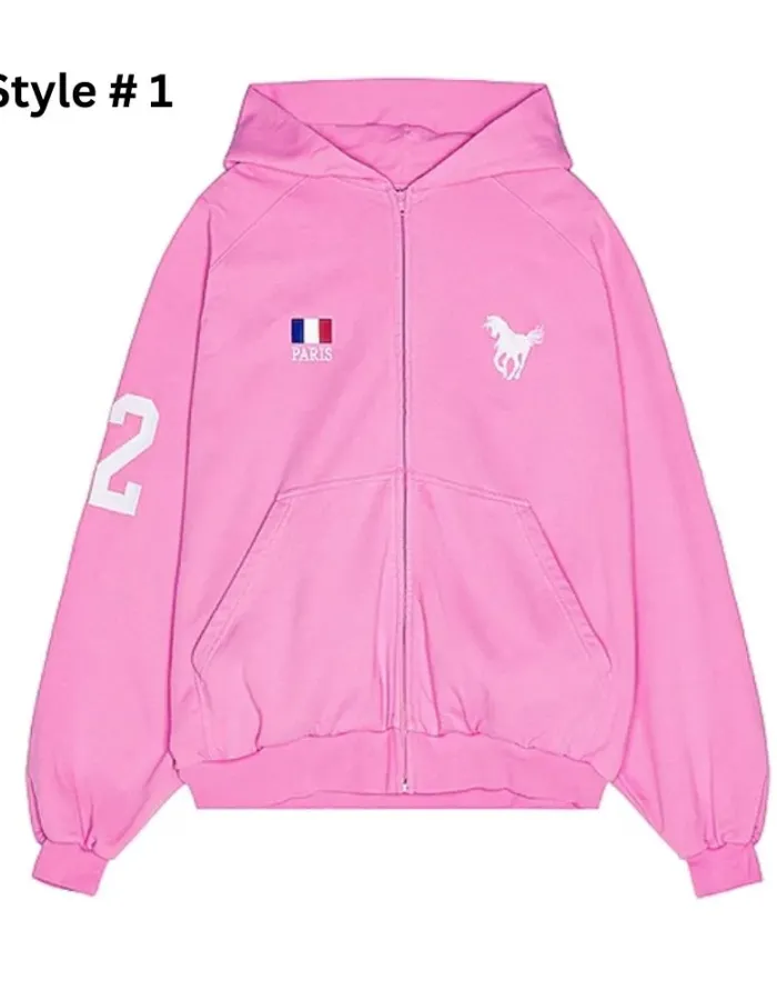 Balenciaga Pink Polo Zip-Up Hoodie Balenciaga Pink Polo Zip-Up Hoodie