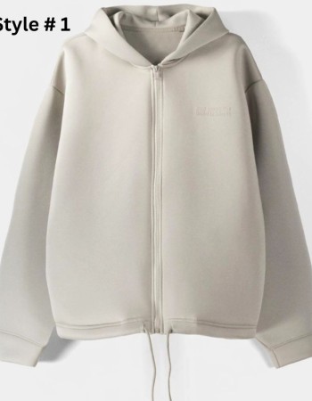 Bershka Zip-Up Slogan Pullover Hoodie