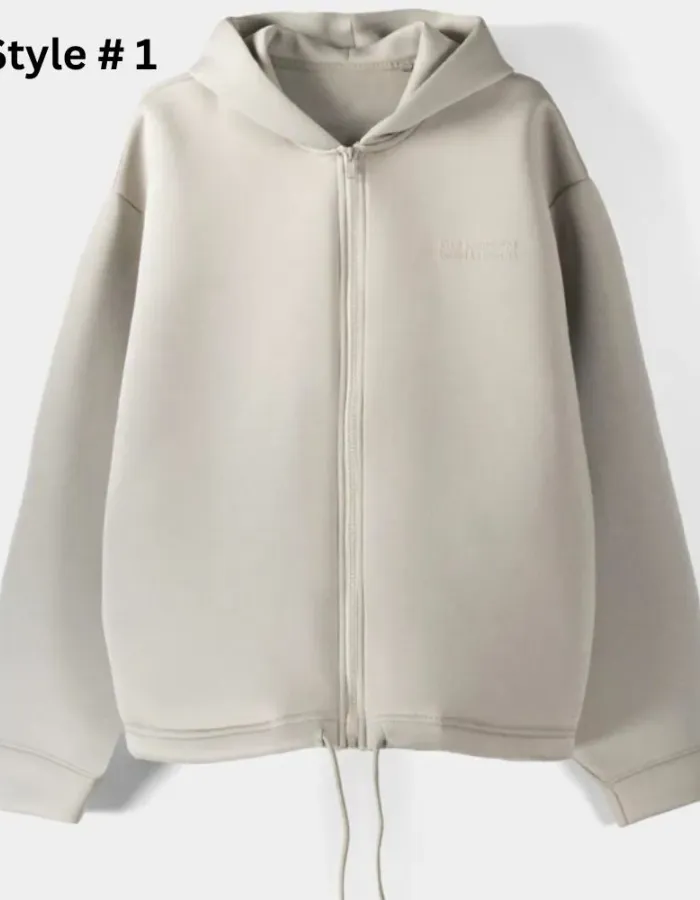 Bershka Zip-Up Slogan Pullover Hoodie Bershka Zip-Up Slogan Pullover Hoodie