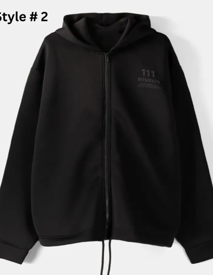 Bershka Zip-Up Slogan Pullover Hoodie Bershka Zip-Up Slogan Pullover Hoodie