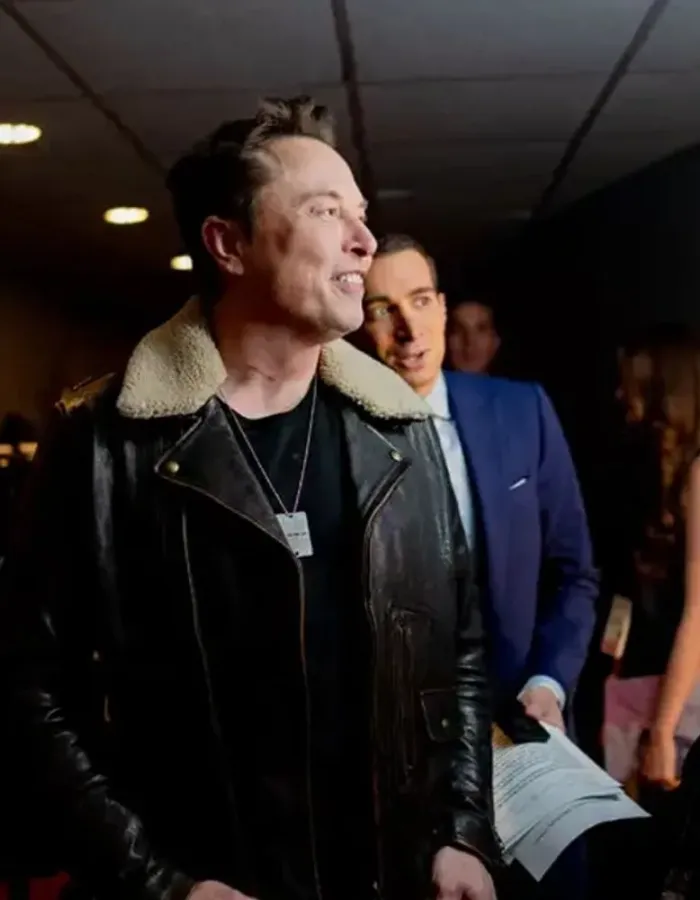 Elon Musk Black Shearling Leather Jacket