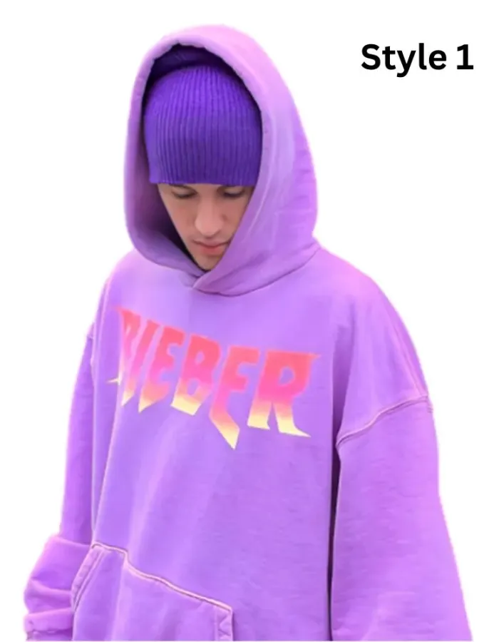 Justin Bieber Pullover Purple Hoodie Justin Bieber Pullover Purple Hoodie