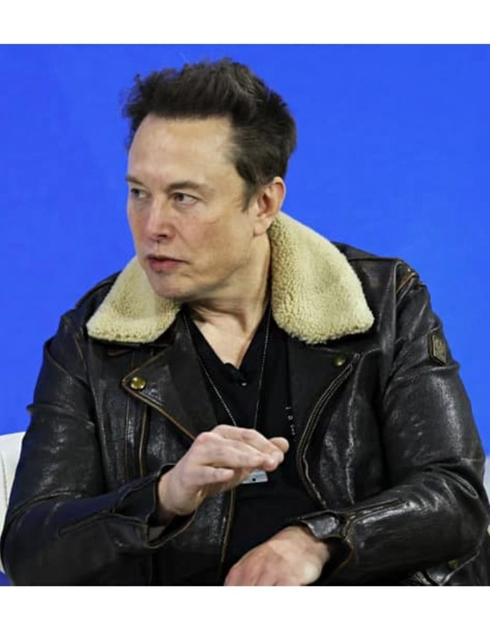Elon Musk Black Shearling Leather Jacket Elon Musk Black Shearling Leather Jacket