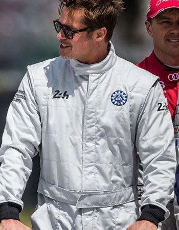 F1 2025 Brad Pitt White Jumpsuit Jacket