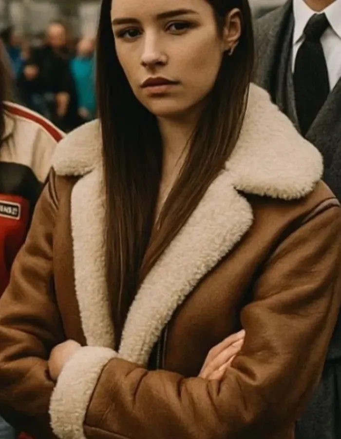 F1-Series Women's Brown Shearling Jacket F1-Series Women's Brown Shearling Jacket