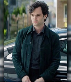Penn Badgley You SO5 Suede Green Jacket