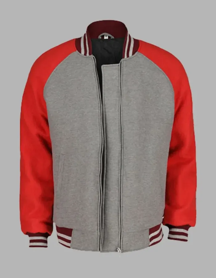Men’s Red and Grey Varsity Jacket Men’s Red and Grey Varsity Jacket