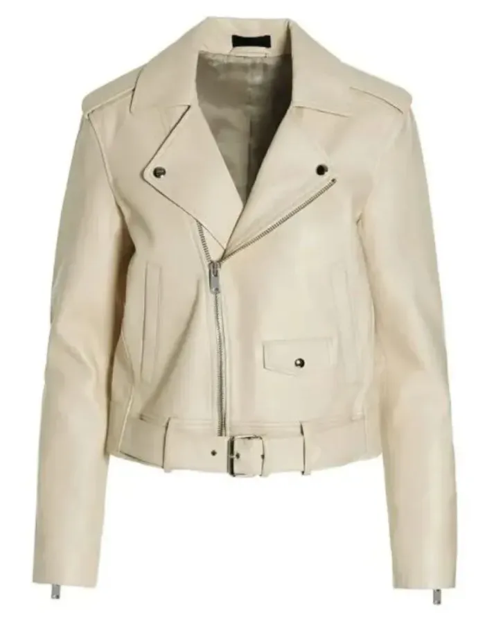 Teen Wolf 2023 Crystal Reed (Allison Argent) White Leather Jacket Teen Wolf 2023 Crystal Reed (Allison Argent) White Leather Jacket