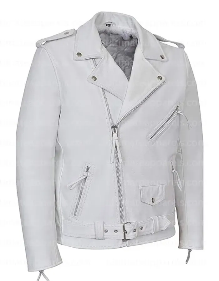 Brando White Rider Leather Jacket Brando White Rider Leather Jacket