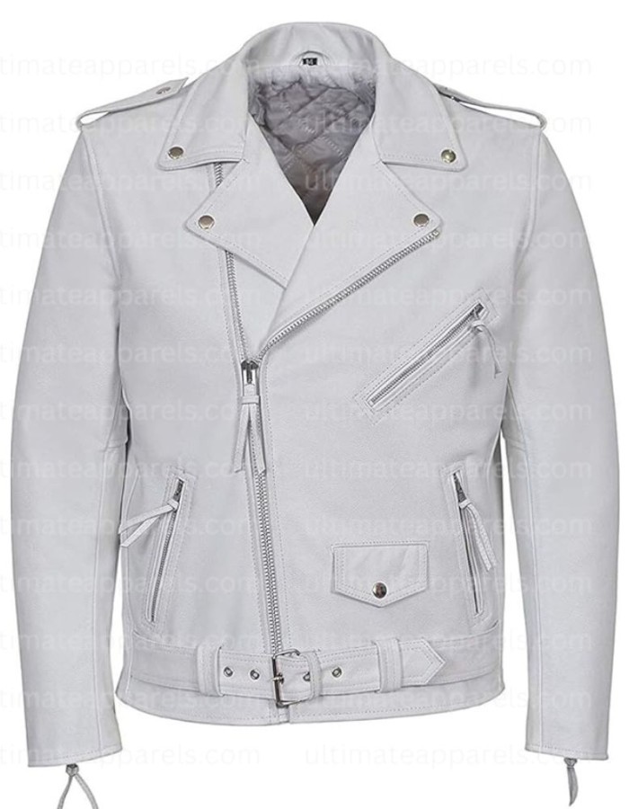 Brando White Rider Leather Jacket Brando White Rider Leather Jacket
