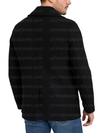 Men's Double Breasted Black Wool Pea Coat Men's Double Breasted Black Wool Pea Coat