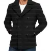 Men's Double Breasted Black Wool Pea Coat Men's Double Breasted Black Wool Pea Coat