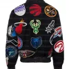 NBA Collage Black With Patches Bomber Jacket