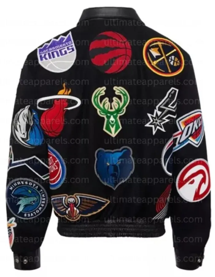NBA Collage Black With Patches Bomber Jacket
