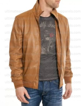 Men’s Casual Bomber Camel Brown Jacket Men’s Casual Bomber Camel Brown Jacket