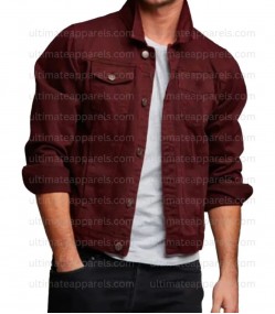 Men’s Maroon Denim Jacket
