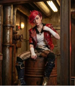 Arcane Vi Cosplay Cropped Biker Jacket