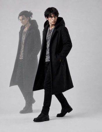 Attack on Titan Eren Yeager Black Hooded Coat