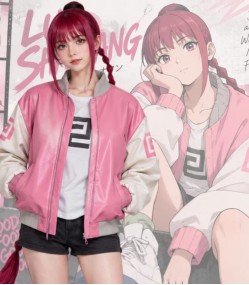 Chainsaw Man Makima Pink Bomber Jacket
