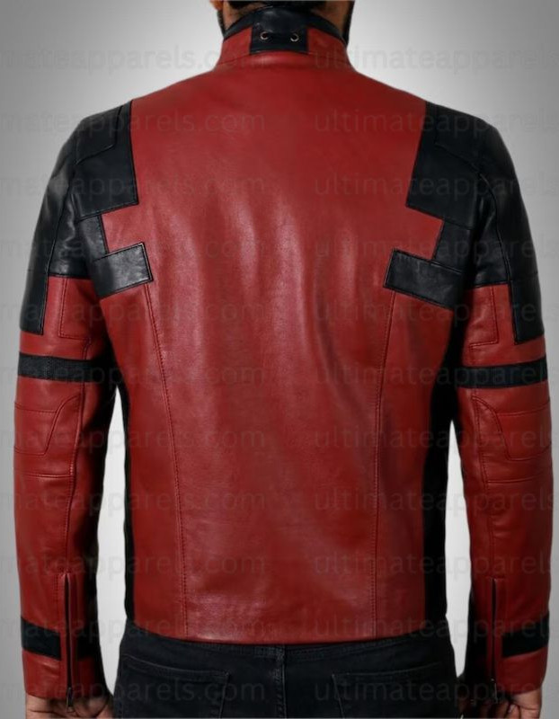 Deadpool Wade Wilson Red & Black Leather Jacket Deadpool Wade Wilson Red & Black Leather Jacket