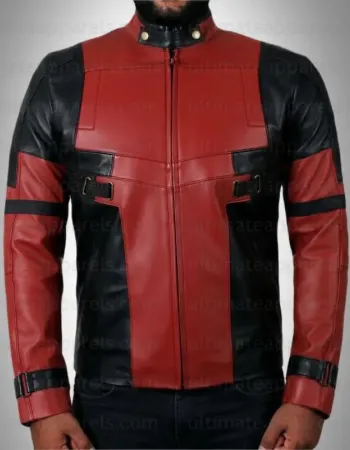 Deadpool Wade Wilson Red & Black Leather Jacket Deadpool Wade Wilson Red & Black Leather Jacket