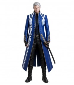 Devil May Cry Vergil Blue Leather Coat