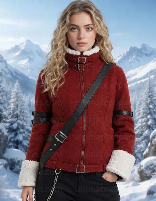 Frieren Beyond Journey End Stark Red Winter Jacket