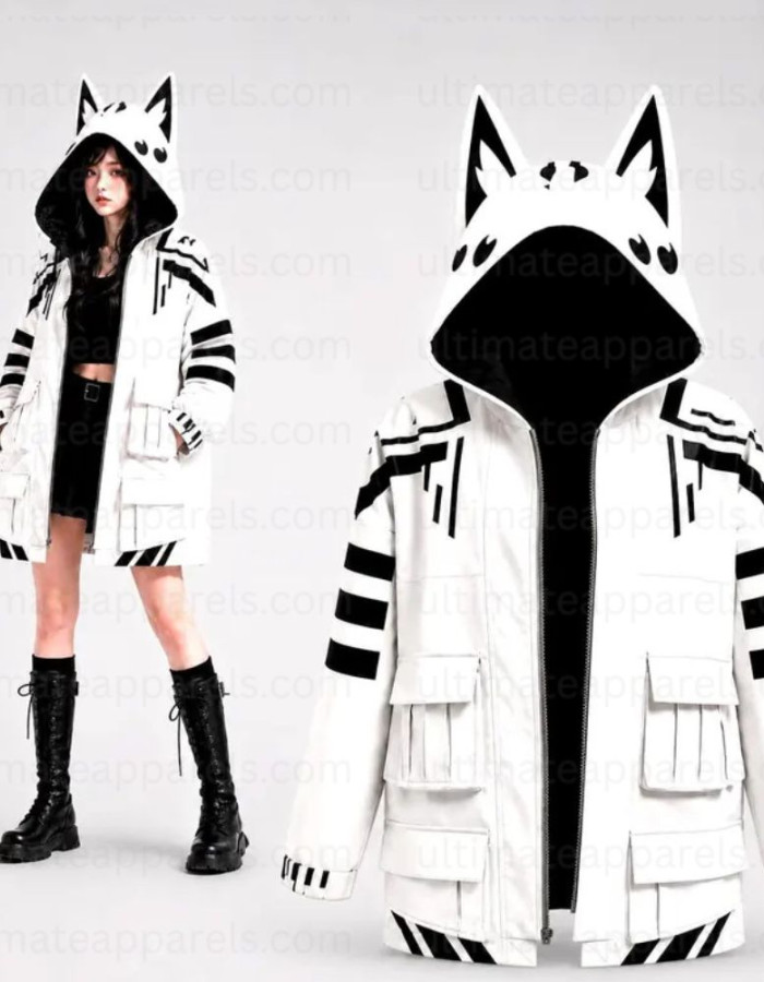 VTuber Fubuki Hooded Leather Jacket