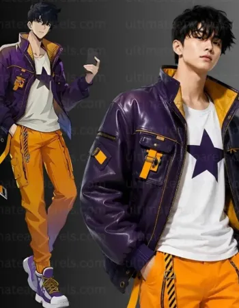 Hunter Jinwoo Sung Solo Leveling Purple Bomber Jacket