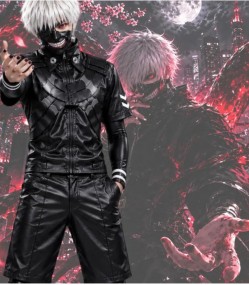 Ken Kaneki Tokyo Ghoul Black Biker Leather Jacket