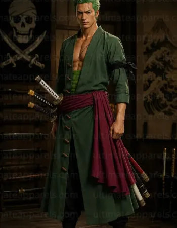 Zoro One Piece Green Kimono Cotton Coat