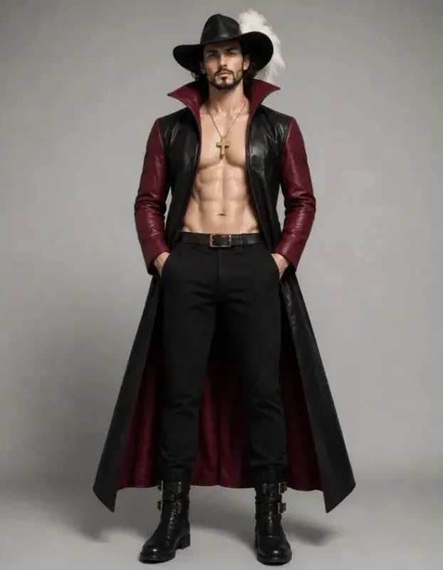 One Piece Mihawk Leather Long Coat One Piece Mihawk Leather Long Coat
