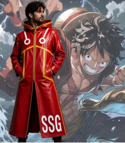 One Piece Monkey D Luffy Red Leather Coat
