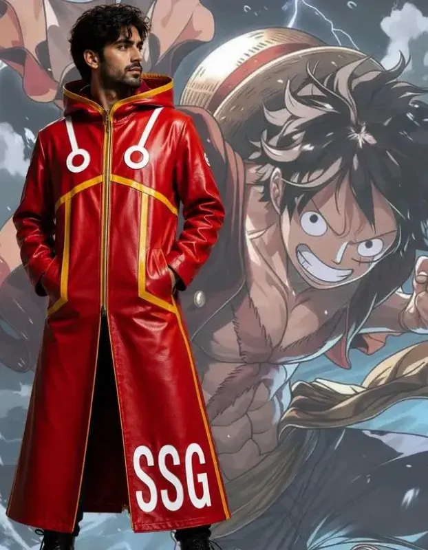 One Piece Monkey D Luffy Red Leather Coat