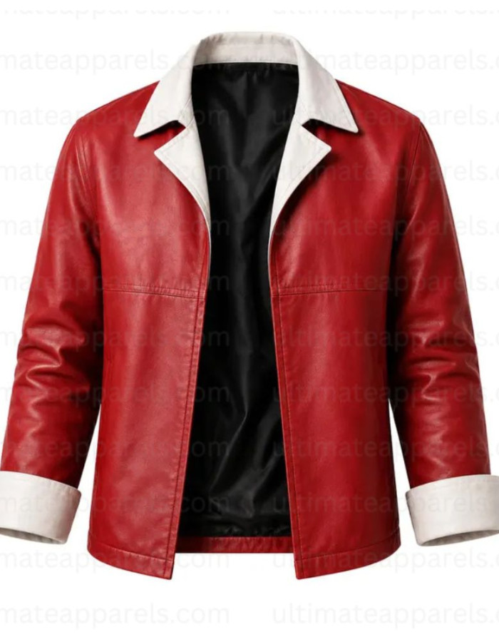 Frieren Stark Red Contrast Leather Jacket Frieren Stark Red Contrast Leather Jacket
