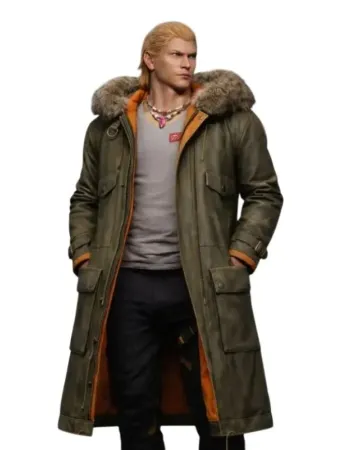 Steve Fox Tekken 8 Olive Green Hooded Coat