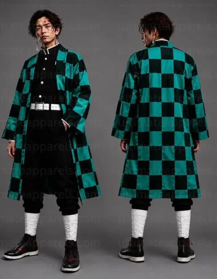Tanjiro Kamado Demon Slayer Checkered Haori Coat Tanjiro Kamado Demon Slayer Checkered Haori Coat